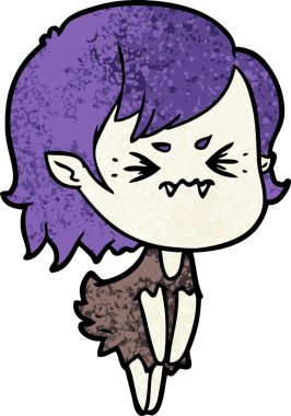 Bir insan tarafından çizilmiş kızgın vampir kız.