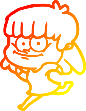 Bir insan tarafından çizilmiş gülümseyen bir karikatür çizimi