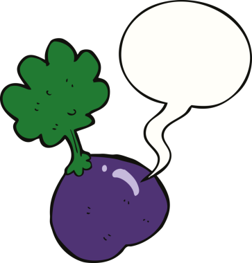 Bir insan tarafından çizilmiş konuşma balonlu sebze çizgi filmi.