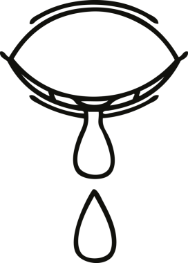 Bir insan tarafından çizilmiş ağlayan göz karikatürü.