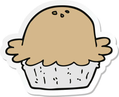 Bir insan tarafından çizilmiş bir karikatür pastasının etiketi.