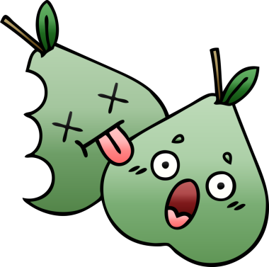 Bir insan tarafından çizilmiş yeşil armut renginde bir çizgi film.