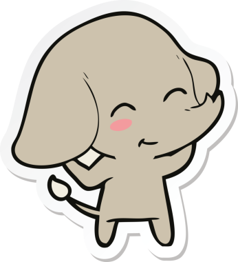 Bir insan tarafından çizilmiş şirin bir fil çıkartması.