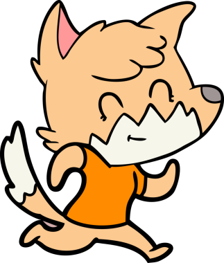 Bir insan tarafından çizilmiş çizgi film dostu tilki.