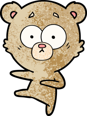 Bir insan tarafından çizilmiş gergin dans eden ayı çizgi filmi.