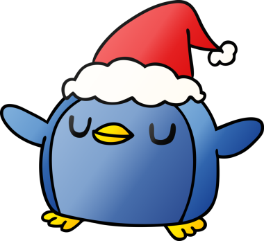 Bir insan tarafından çizilmiş Kawaii pengueninin el çizimi gradyanı.