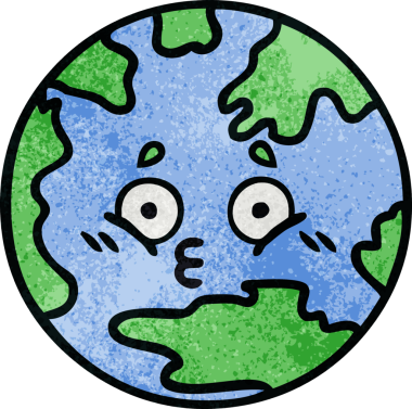 Bir insan tarafından çizilmiş bir gezegenin retro grunge doku karikatürü.