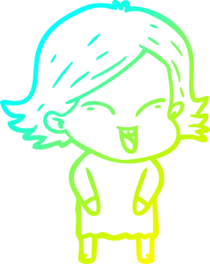 Bir insan tarafından çizilmiş mutlu çizgi film kızı çizimi.