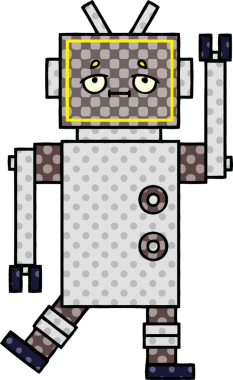 bir insan tarafından çizilmiş bir robotun çizgi roman tarzı