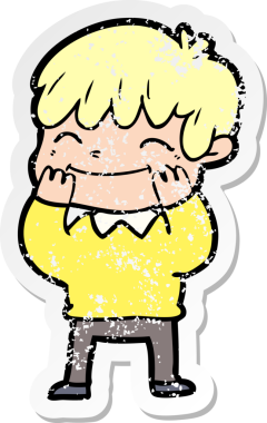 Bir insan tarafından çizilmiş mutlu bir çocuğun sıkıntılı çıkartması.