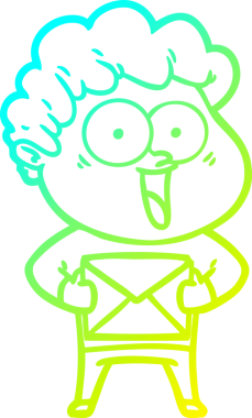 Bir insan tarafından çizilmiş mutlu bir adamın soğuk çizgi çizimi.