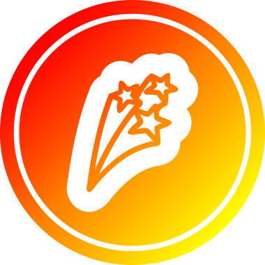 Bir insan tarafından çizilmiş sıcak eğimli dairesel yıldız simgesi kayıyor