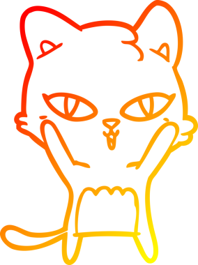 Bir insan tarafından çizilmiş çizgi film kedisinin sıcak çizgi çizimi