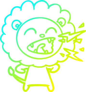 Bir insan tarafından çizilen kükreyen aslanın soğuk çizgi çizimi.