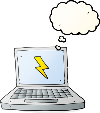 Bir insan tarafından çizilmiş serbest çizim balon dizüstü bilgisayar.