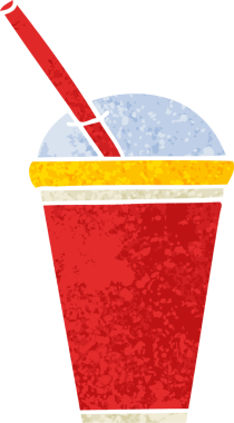 Bir insan tarafından çizilmiş retro illüstrasyon tarzı tuhaf çizgi film hafif içeceği.