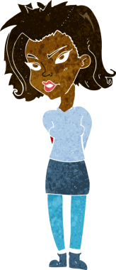 Bir insan tarafından çizilmiş karikatür kadın.