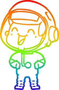 gökkuşağı gradyan çizimi mutlu bir çizgi astronot çizimi bir insan tarafından çizildi