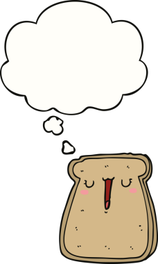 Bir insan tarafından çizilmiş düşünce balonlu çizgi film tostu.
