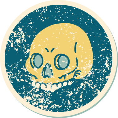 Bir insan tarafından çizilmiş bir kafatasının sembolik dövmeli görüntüsü.