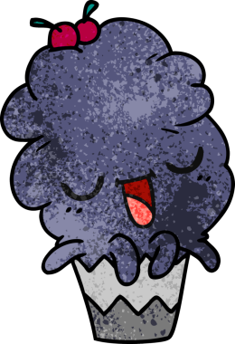 Bir insan tarafından çizilmiş kawaii ahtapot kekinin serbest çizilmiş karikatürü.