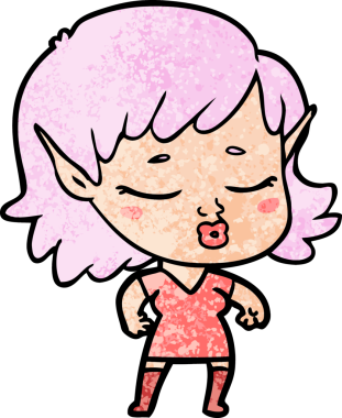 Bir insan tarafından çizilmiş güzel elf kızı.