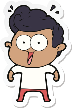 Bir insan tarafından çizilmiş heyecanlı bir adamın çıkartması.