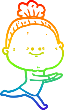 Gökkuşağı gradyan çizgi çizimi Bir insan tarafından çizilmiş mutlu yaşlı kadın