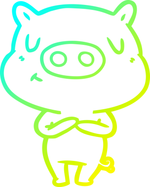 Bir insan tarafından çizilen çizgi film içerikli bir domuzun soğuk çizgi çizimi