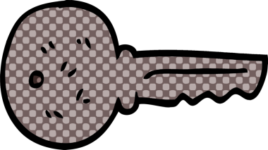 bir insan tarafından çizilmiş karikatür metal anahtarı.