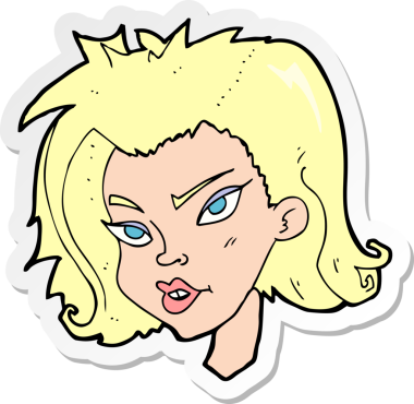 Bir insan tarafından çizilmiş karikatür kadın yüzü çıkartması.