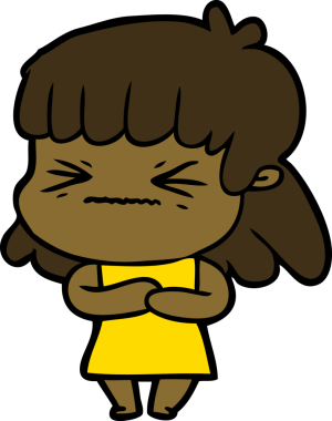 Bir insan tarafından çizilmiş kızgın bir kız.