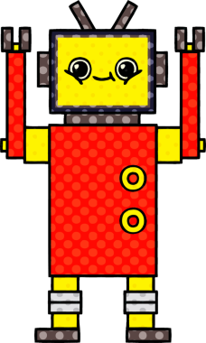 bir insan tarafından çizilmiş bir robotun çizgi roman tarzı