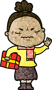 Çizgi film bir insan tarafından çizilmiş yaşlı bir kadın tarafından rahatsız edildi.