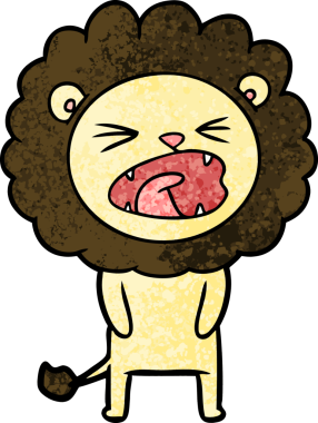 Bir insan tarafından çizilmiş çizgi film aslanı.