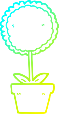 Bir insanın çizdiği karikatür çiçeğinin soğuk gradyan çizgisi.