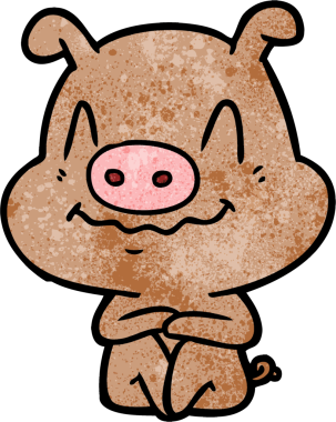 Bir insan tarafından çizilmiş sinirli çizgi film domuzu.