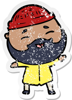 Bir insan tarafından çizilmiş mutlu sakallı bir adamın sıkıntılı çıkartması.