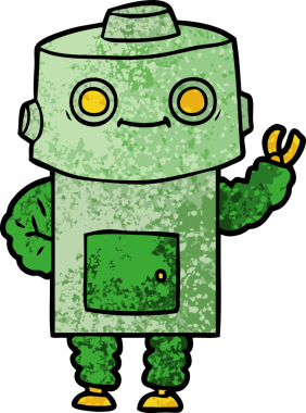 Bir insan tarafından çizilmiş çizgi film robotu