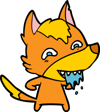 Bir insan tarafından çizilmiş tilki çizgi film karakteri