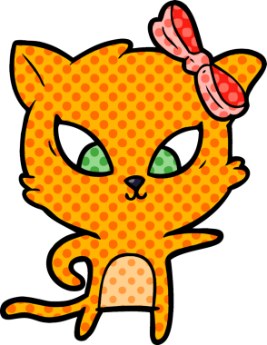 Bir insan tarafından çizilmiş çizgi film kedisi.