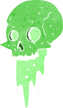 Bir insan tarafından çizilmiş iğrenç cadılar bayramı kafatası karikatürü.