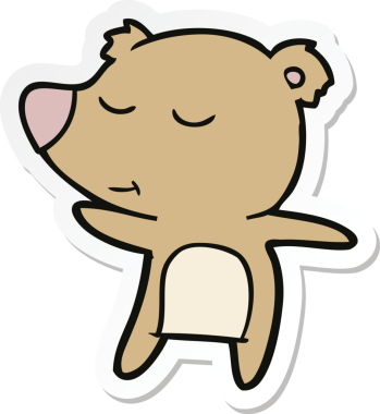 Bir insan tarafından çizilmiş mutlu çizgi film ayısının çıkartması.