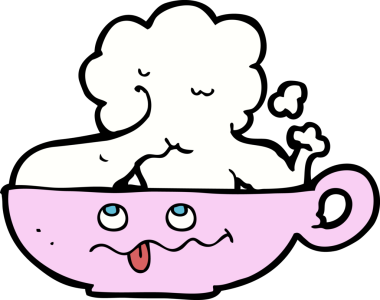 Bir insan tarafından çizilmiş karikatür kupası.