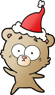 Bir insan tarafından çizilmiş endişeli ayı eli çizilmiş Noel Baba şapkası.