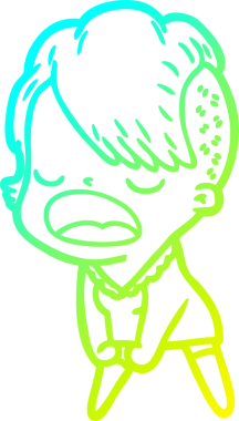 Bir insan tarafından çizilmiş havalı bir hippi kızın soğuk gradyan çizimi.