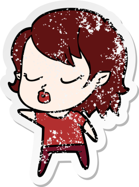 Bir insan tarafından çizilmiş şirin bir vampir kızın sıkıntılı çıkartması.