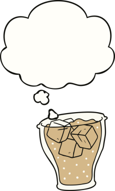 Bir insan tarafından çizilmiş düşünce baloncuklu bir kola bardağı.
