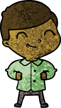 Bir insan tarafından çizilmiş kalçaları olan çizgi filmci çocuk.