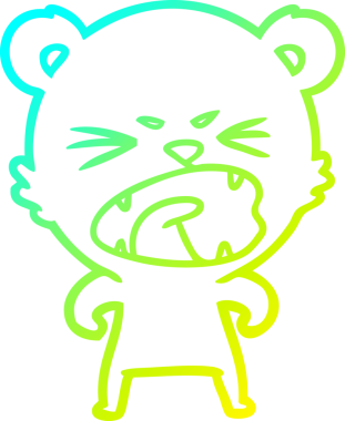 Bir insan tarafından çizilmiş kızgın bir kutup ayısının soğuk çizgi çizimi.